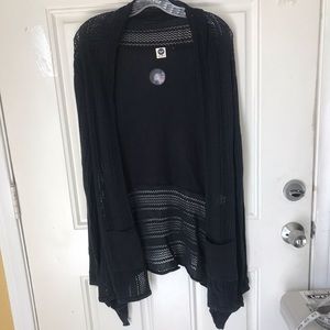 Roxy crochet knit cardigan front pockets